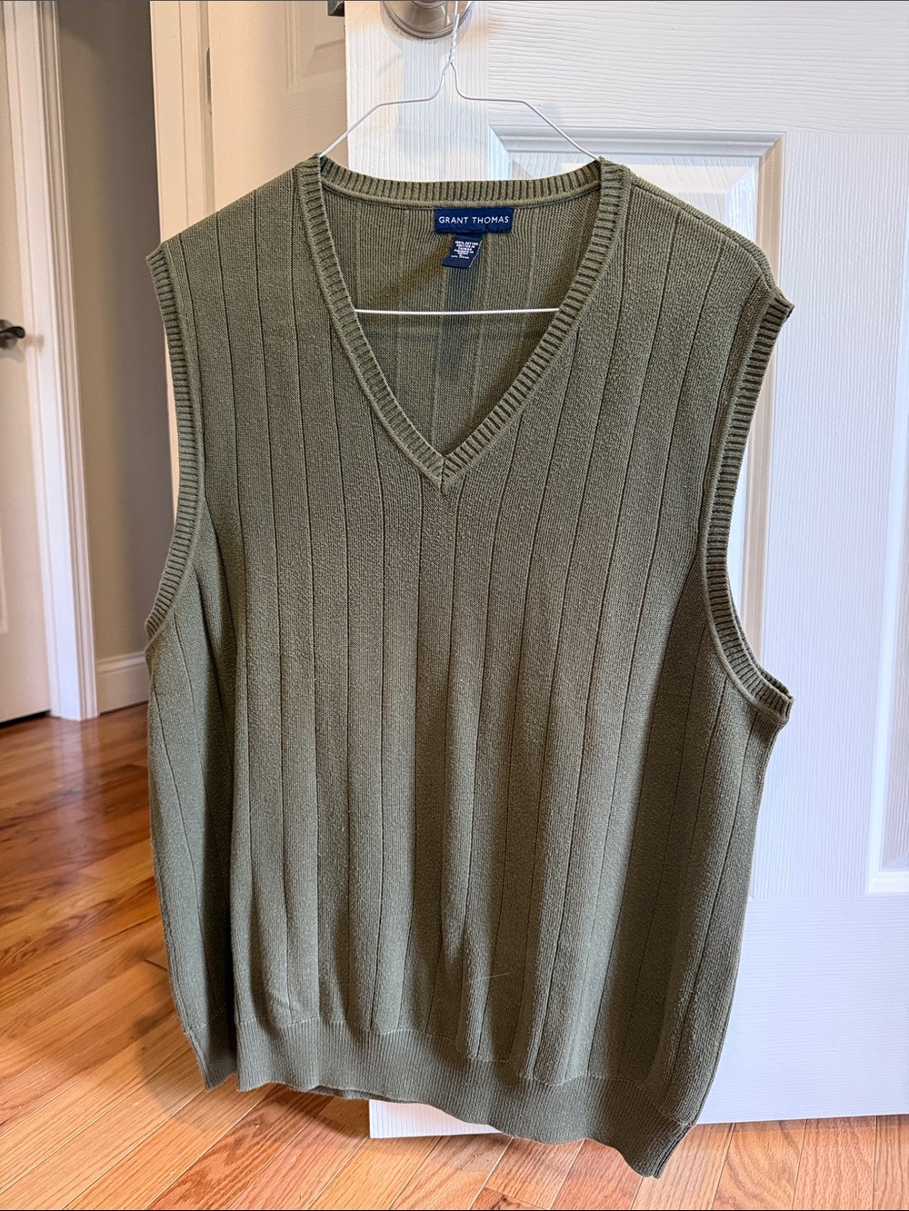 Grant Thomas Olive Green V-Neck Sweater Vest